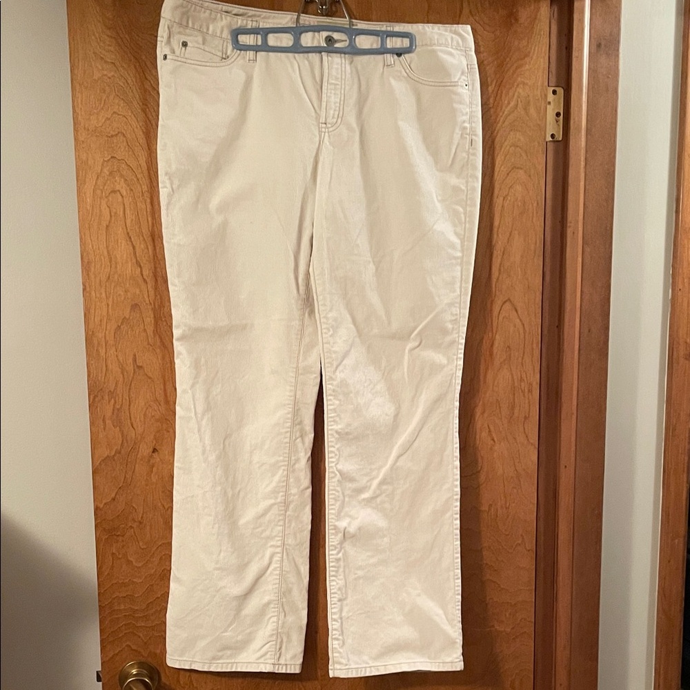 Ann Taylor Loft Corduroy Cream Slim Boot Pants, 14